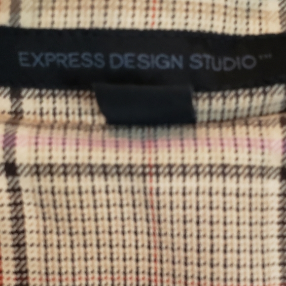 Express Plaid Trench Coat Sz SMALL - Picture 3 of 5